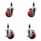 Service Caster 3.5'' Red Poly Wheel Swivel 7/8'' Expanding Stem Caster Set 2 Brakes, 4PK SCC-EX20S3514-PPUB-RED-2-TLB-2-78 - alternate 1